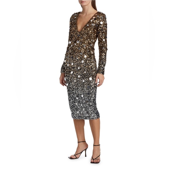 Badgley MischkaOmbre Sequined Cocktail Dress. Size 6. Retail: $615. - Picture 1 of 12